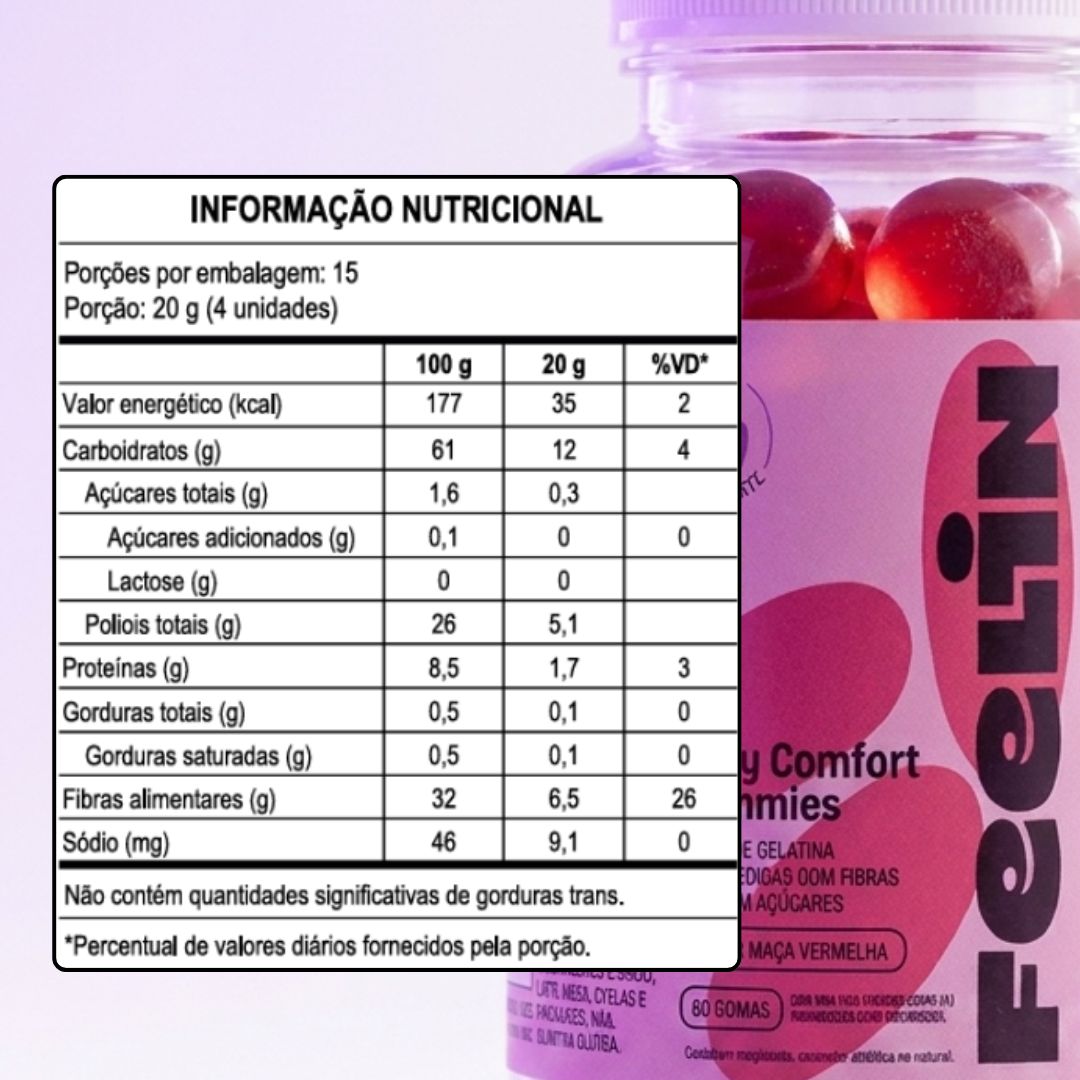 Tabela nutricional do Daily Comfort Gummies